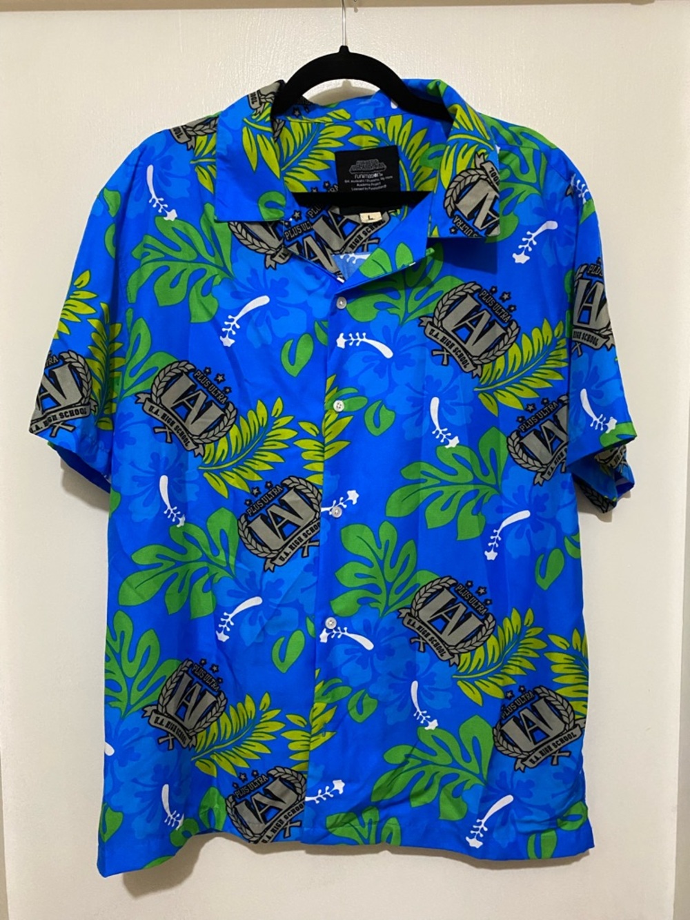 My Hero Academia Blue Tropical Print Men’s Camp Shirt